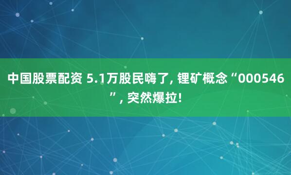 中国股票配资 5.1万股民嗨了, 锂矿概念“000546”, 突然爆拉!