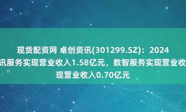 现货配资网 卓创资讯(301299.SZ)：2024年，公司资讯服务实现营业收入1.58亿元，数智服务实现营业收入0.70亿元