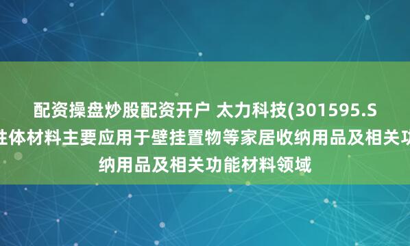 配资操盘炒股配资开户 太力科技(301595.SZ)：TPE弹性体材料主要应用于壁挂置物等家居收纳用品及相关功能材料领域